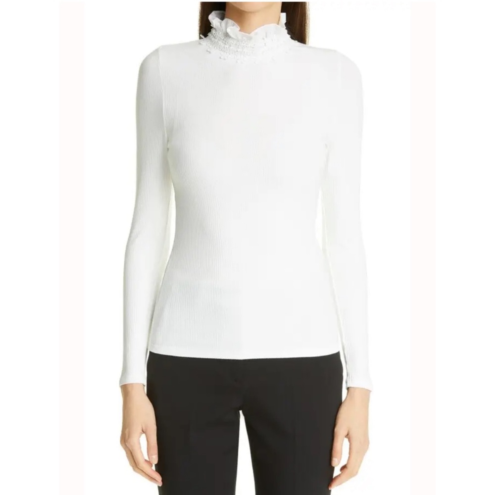 Ted Baker London Wilaart Ruffle Collar Rib Top